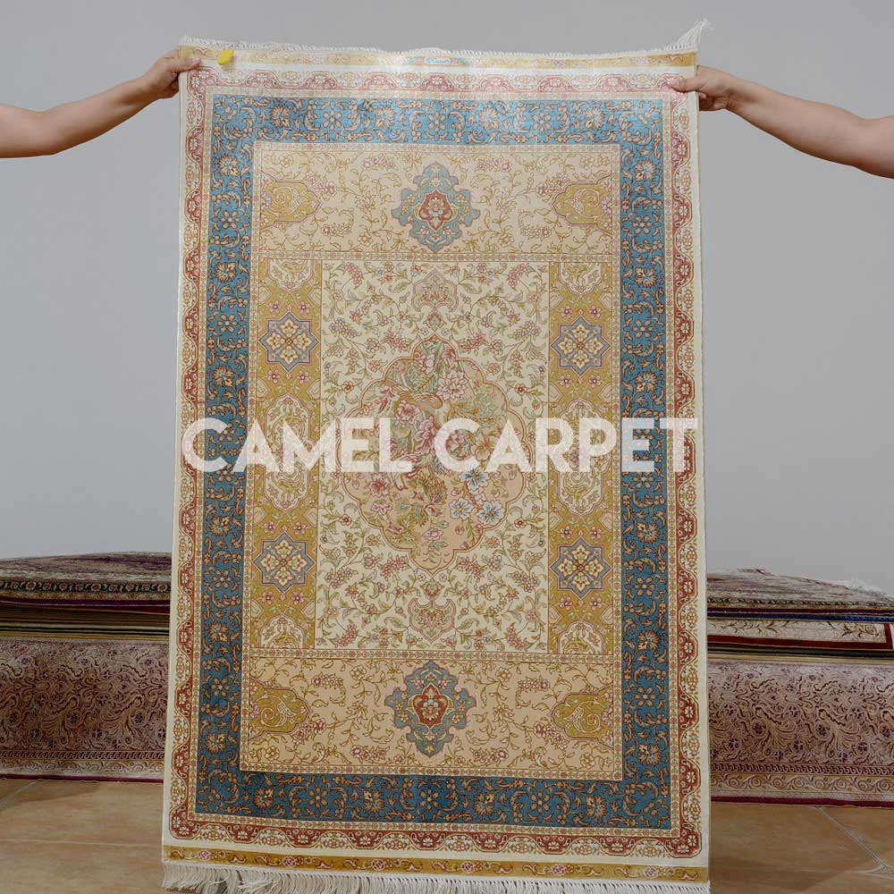 Hand Knotted Silk White And Beige Rug.jpg